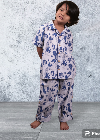 Mermaids Co ord Pyjama Set for Girls