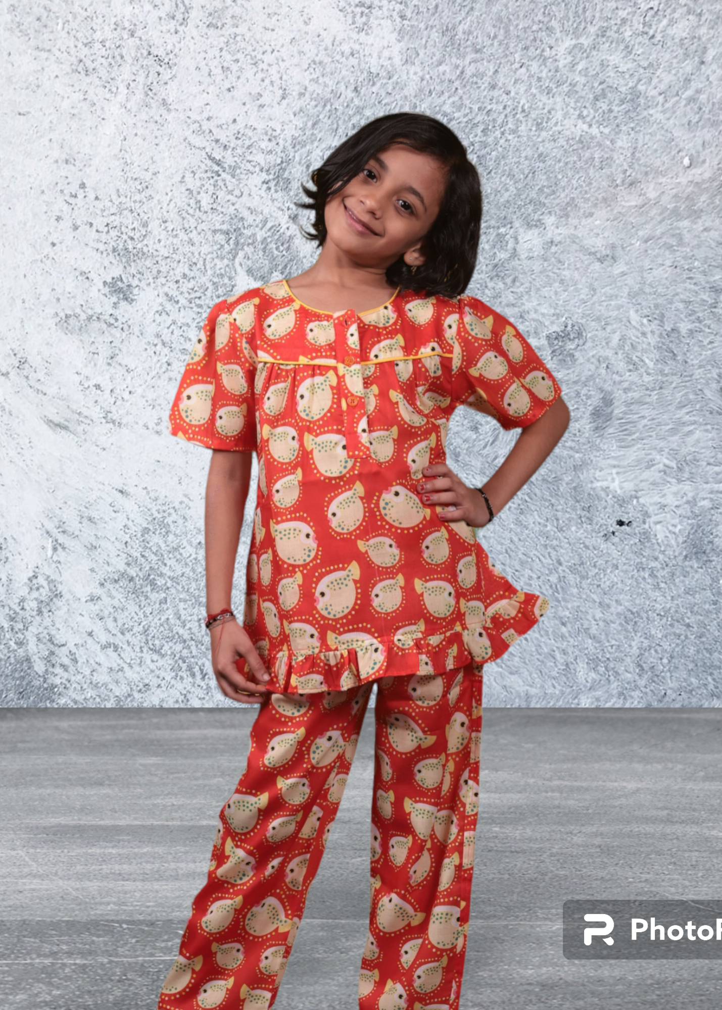 Puffer fish Co ord Pyjama Set for Girls