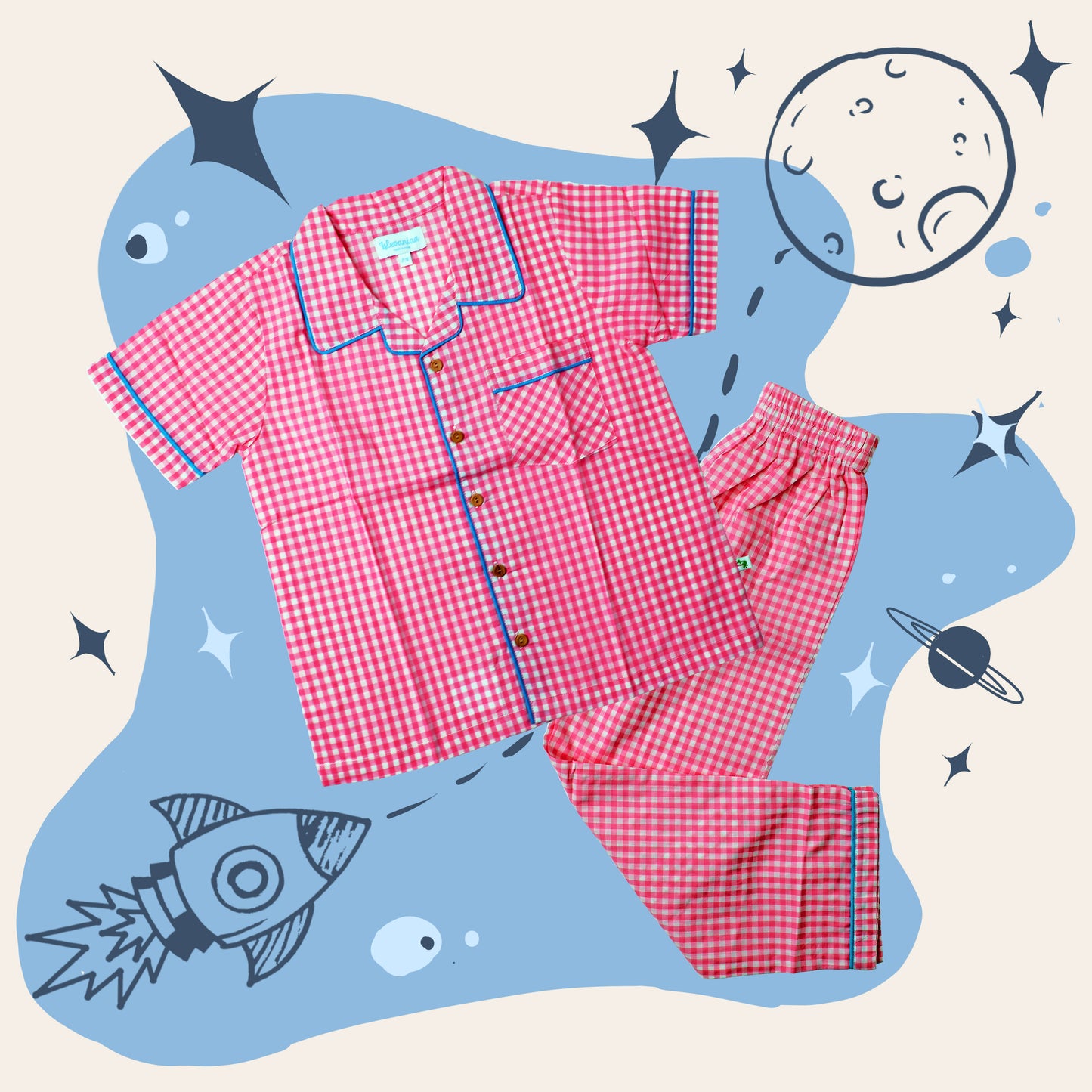 Pink Gingham Girls Co-ord Pajama