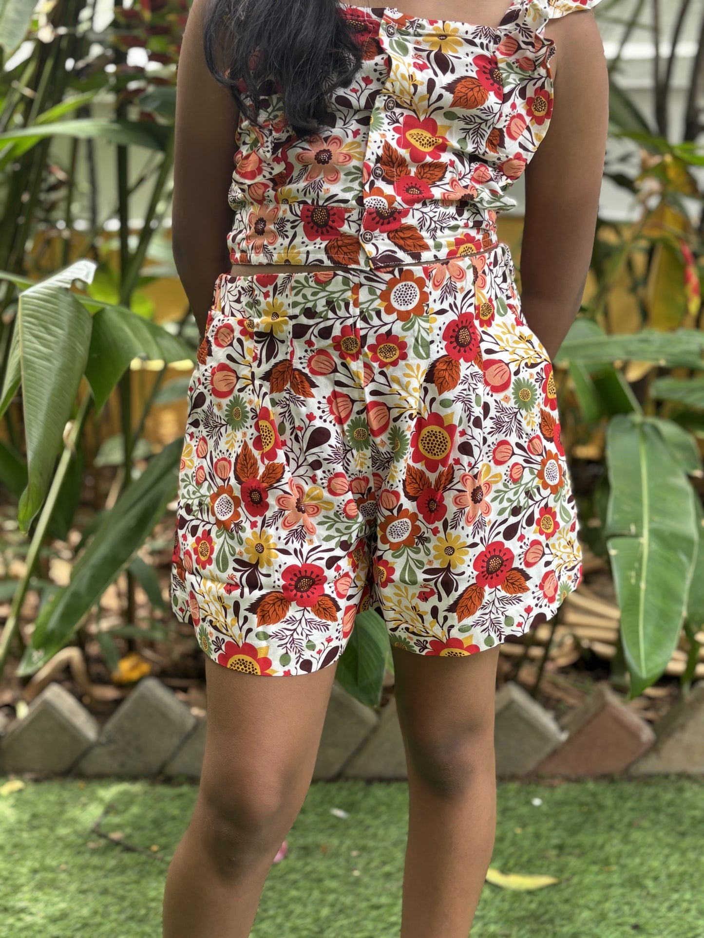 Scarlet Petal Crop Top and Shorts