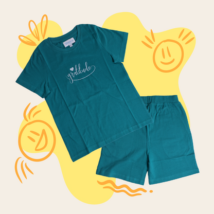 Gratitude Knitwear T- Shirt with Shorts set