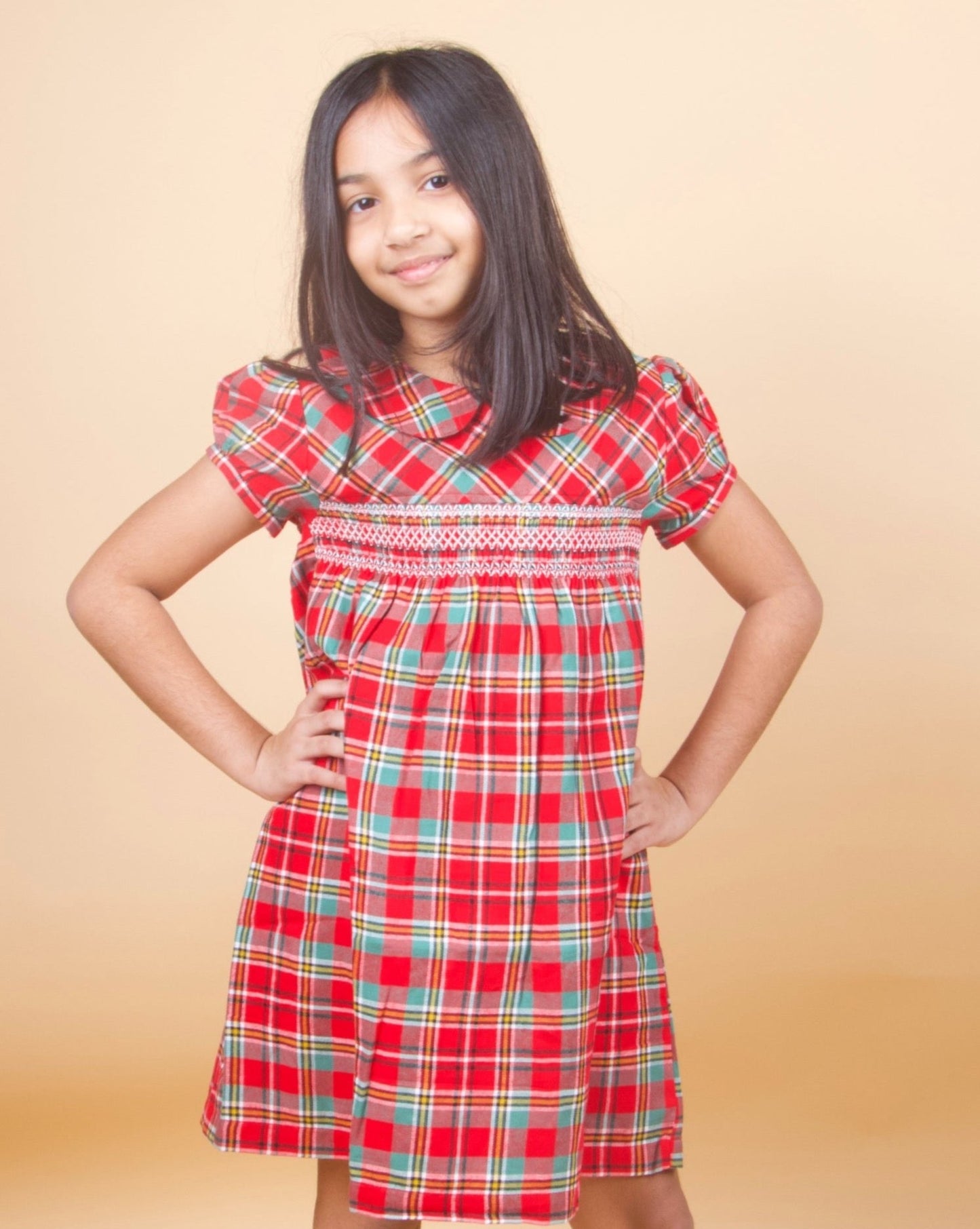 Red Plaid Smocking Frock